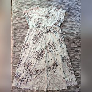 SHEIN Women's Long High-Low White Floral Dress Size L 8/10